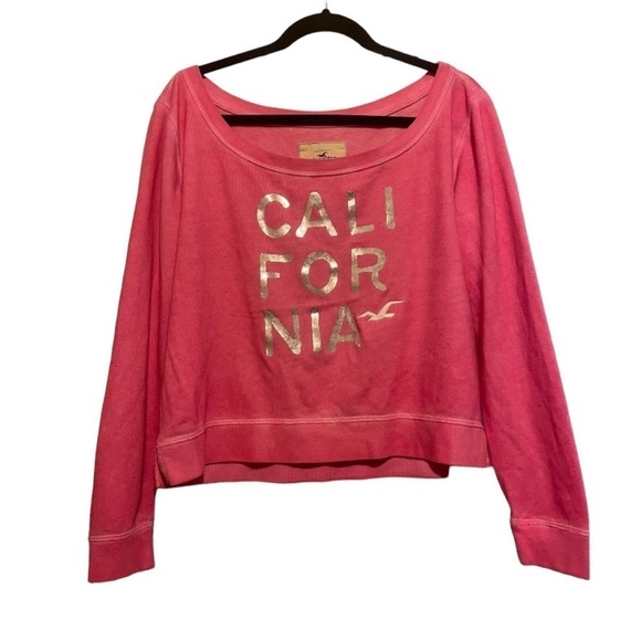 Hollister Tops - Hollister Pink California Cropped Sweatshirt Size Large (L)